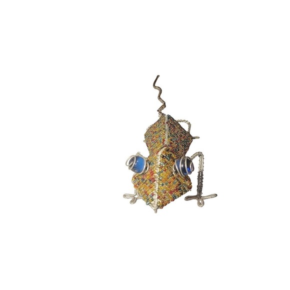 Beaded Gecko Lizard Sculpture Handmade Wire Art Colorful Figurine Garden Patio - Picture 3 of 12